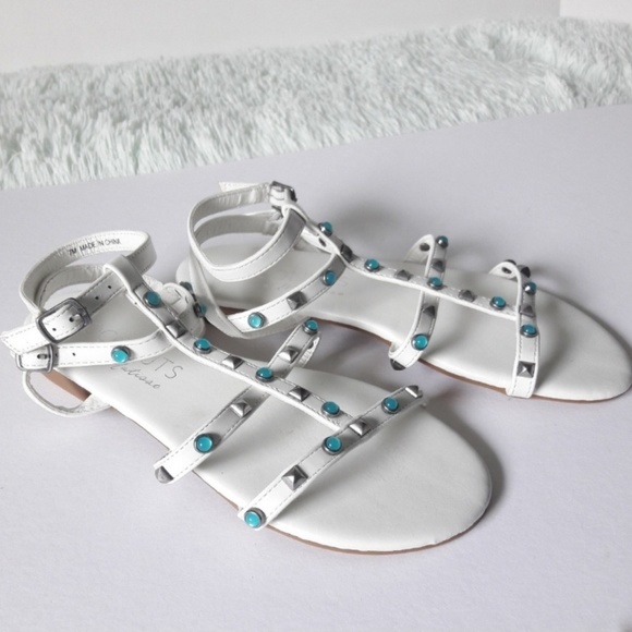 Nwot coconuts by matisse white sandals blue beads - Picture 6 of 8